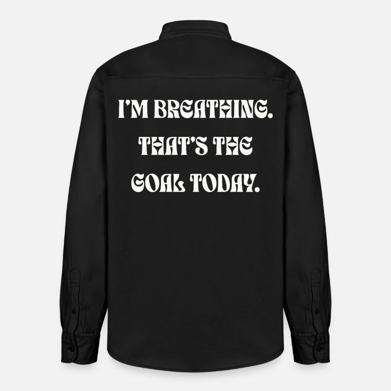 Je respire, c’est l’objectif aujourd’hui - Chemise unisexe coupe décontractée bio Stanley/Stella - noir délavé