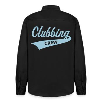 Clubbing crew (Fête / Célébrations / Danse / Bleu ciel) - Chemise unisexe coupe décontractée bio Stanley/Stella - noir délavé - Dos - AI Model Male 178 light (178cm)