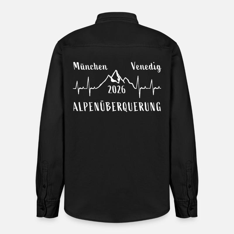 Alpenüberquerung E5 2026 München Venedig - Relaxed Fit Unisex Organic Hemd von Stanley/Stella - washed Black