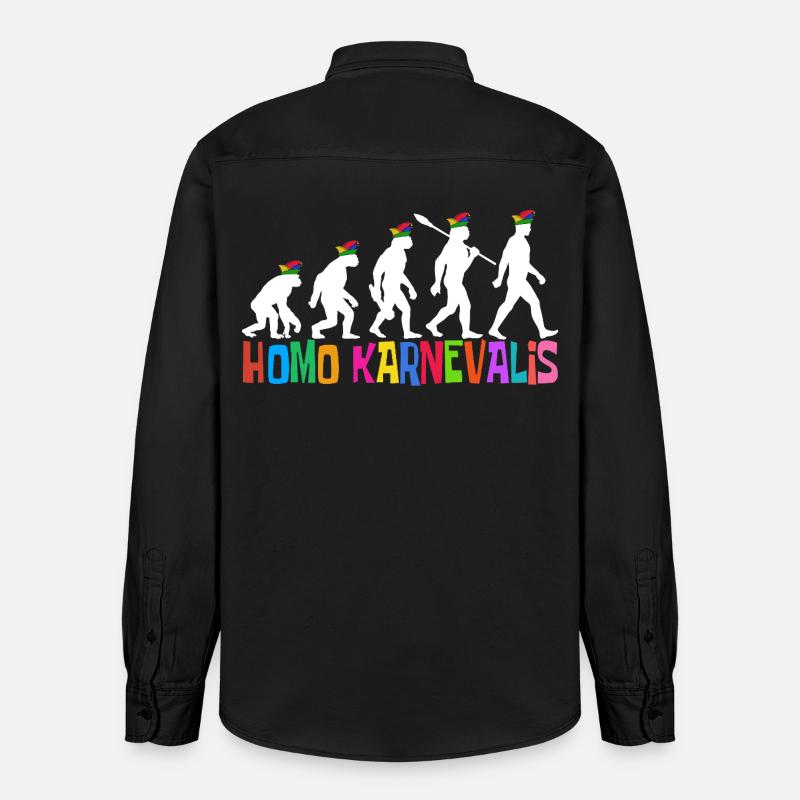Homo Carnival | Évolution des Fous, Engraissé - Chemise unisexe coupe décontractée bio Stanley/Stella - noir délavé