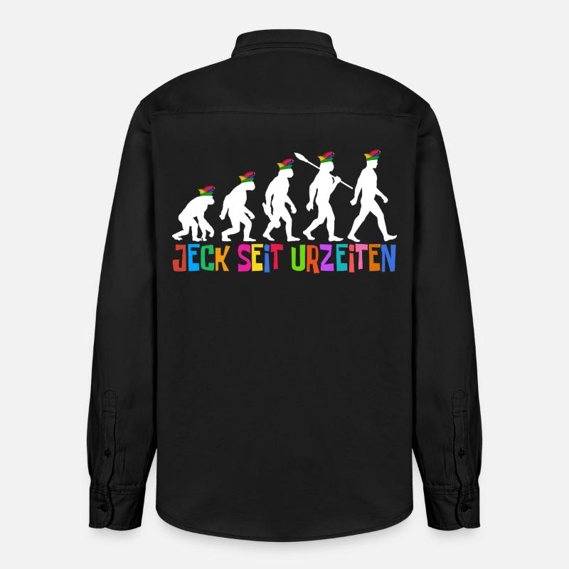 Jeck seit Urzeiten | Evolution Narren, Fastnacht - Relaxed Fit Unisex Organic Hemd von Stanley/Stella - washed Black
