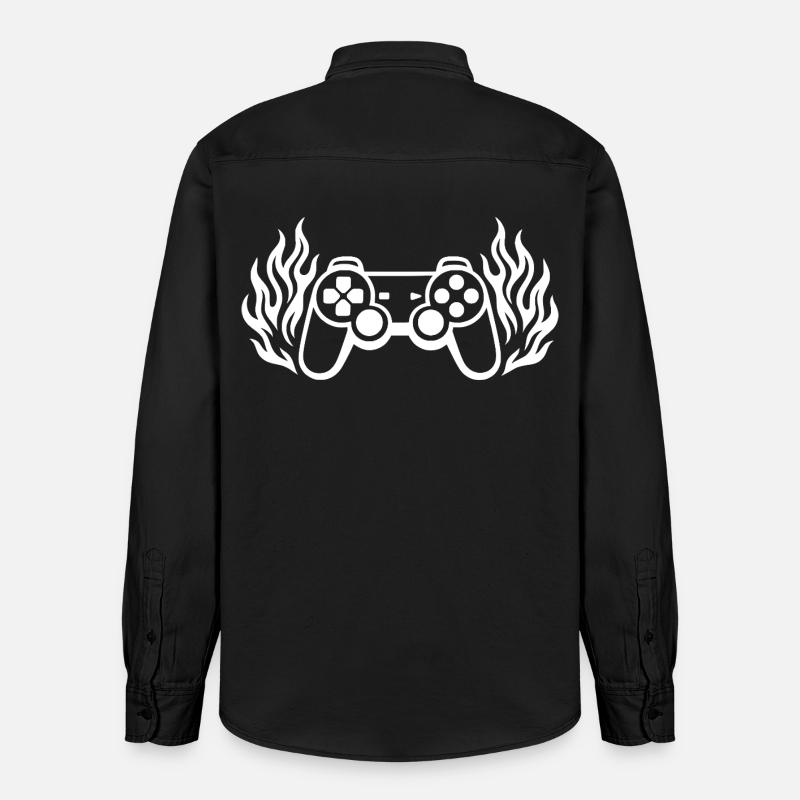 Flames controller, burning gamepad graphics - Relaxed Fit Unisex Organic Shirt by Stanley/Stella - washed black