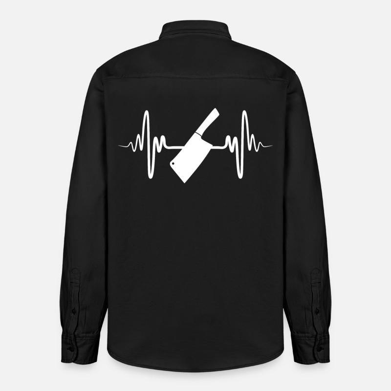 Hackmesser Herzschlag - Relaxed Fit Unisex Organic Hemd von Stanley/Stella - washed Black