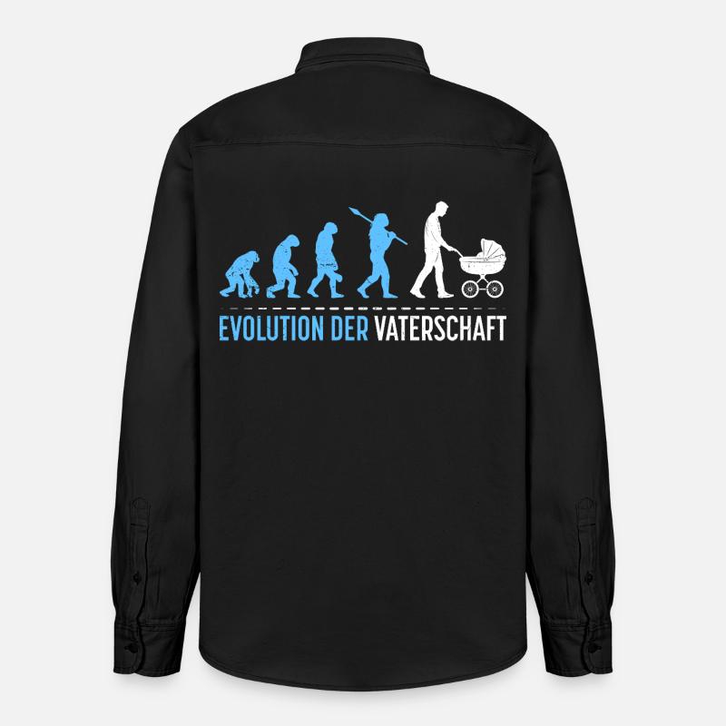 Werdender Vater EVOLUTION DER VATERSCHAFT Lustig - Relaxed Fit Unisex Organic Hemd von Stanley/Stella - washed Black