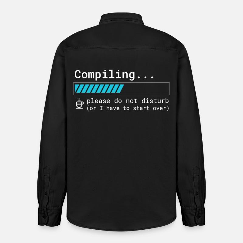 Lustiges Programmierer T-Shirt - Compiling Please  - Relaxed Fit Unisex Organic Hemd von Stanley/Stella - washed Black
