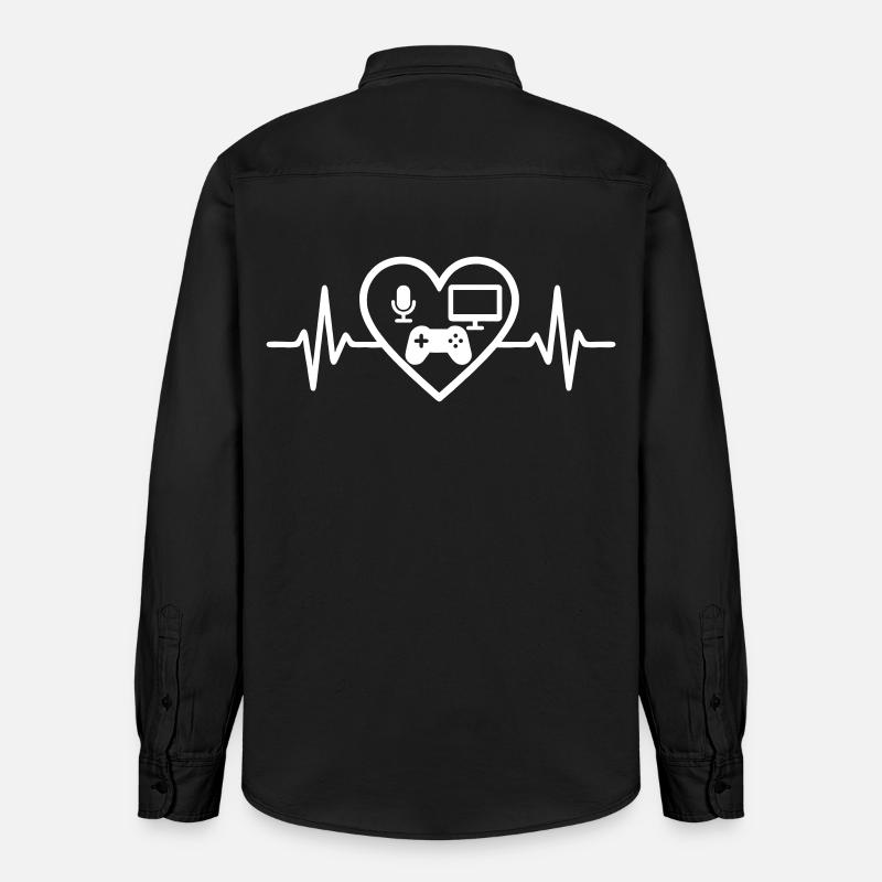 Streaming Gamer Heart Micro Screen Controller - Relaxed Fit Unisex Organic Hemd von Stanley/Stella - washed Black