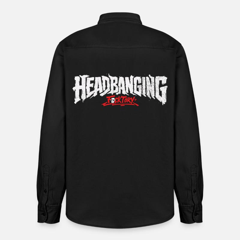 Logo de headbanging blanc - Chemise unisexe coupe décontractée bio Stanley/Stella - noir délavé