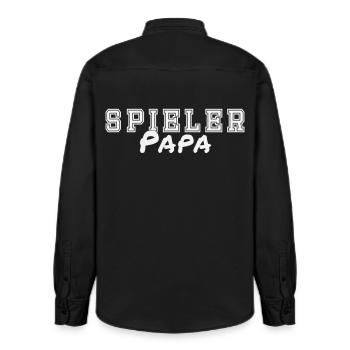 Spieler Papa - Relaxed Fit Unisex Organic Hemd von Stanley/Stella - washed Black - Hinten - AI Model Male 178 light (178cm)