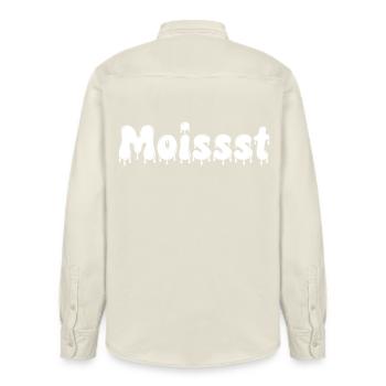 Feuchter tropfender Text - Relaxed Fit Unisex Organic Hemd von Stanley/Stella - Natur - Hinten - AI Model Male 178 light (178cm)