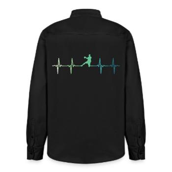 Handball heartbeat handball - Relaxed Fit Unisex Organic Shirt by Stanley/Stella - washed black - Back - AI Model Male 178 light (178cm)