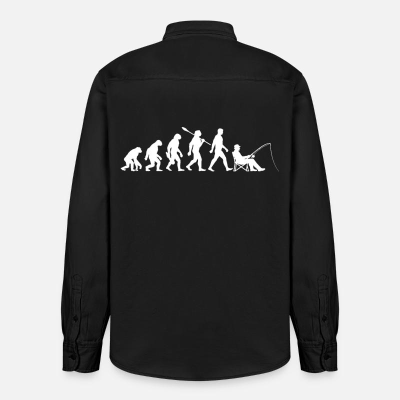 Evolution - Pêcheur, Cadeau de pêche - Chemise unisexe coupe décontractée bio Stanley/Stella - noir délavé