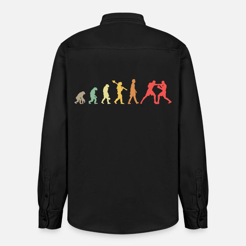 Boxing Evolution Boxing Development Rétro - Chemise unisexe coupe décontractée bio Stanley/Stella - noir délavé