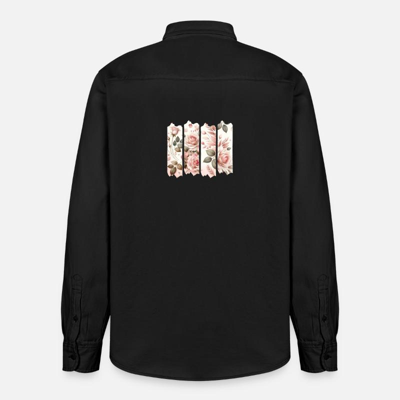 Rosenblüten Vier Panelen Rosa - Relaxed Fit Unisex Organic Hemd von Stanley/Stella - washed Black