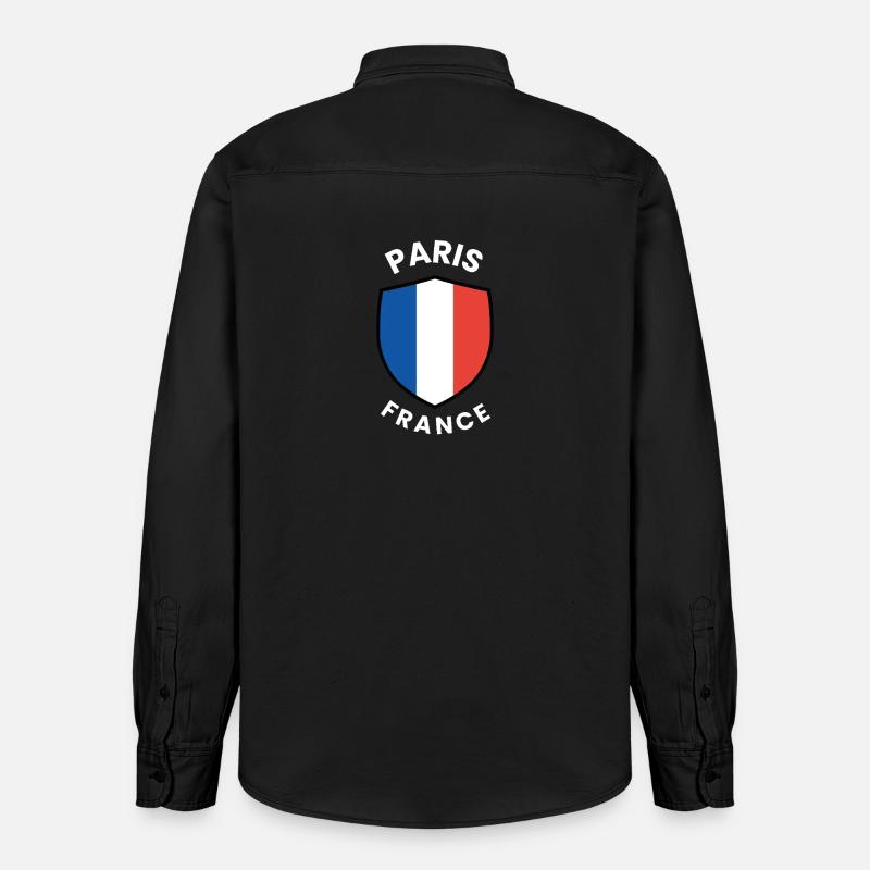 Emblème du drapeau de Paris - Chemise unisexe coupe décontractée bio Stanley/Stella - noir délavé