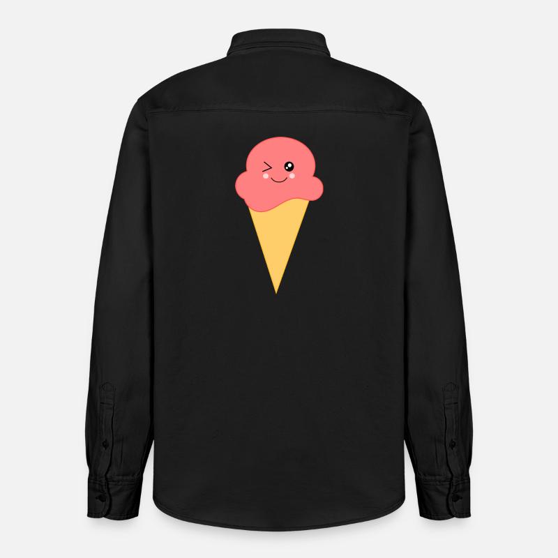 Eis Eiscreme Erdbeereis - Relaxed Fit Unisex Organic Hemd von Stanley/Stella - washed Black