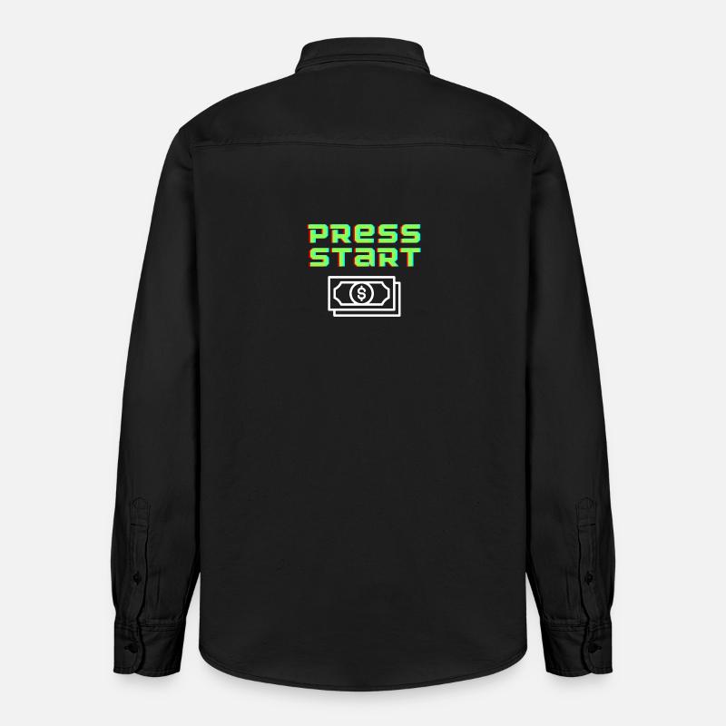 Press Start Retro Arcade Geldschein - Relaxed Fit Unisex Organic Hemd von Stanley/Stella - washed Black