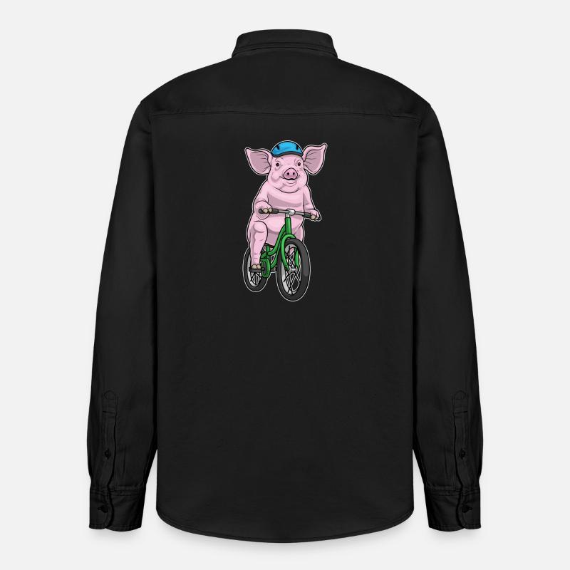 Vélo cochon - Chemise unisexe coupe décontractée bio Stanley/Stella - noir délavé