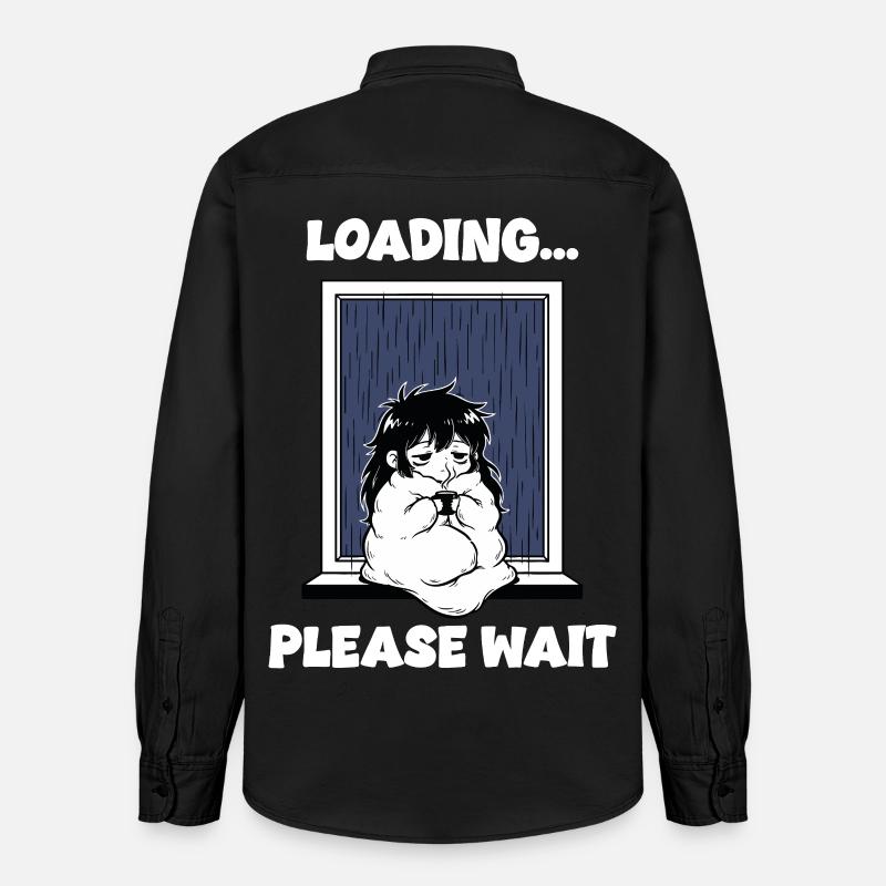 Pluie Loading Please Wait Manga Mood - Chemise unisexe coupe décontractée bio Stanley/Stella - noir délavé