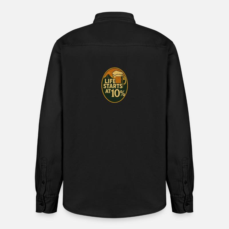 Das Leben beginnt bei 10% - Relaxed Fit Unisex Organic Hemd von Stanley/Stella - washed Black