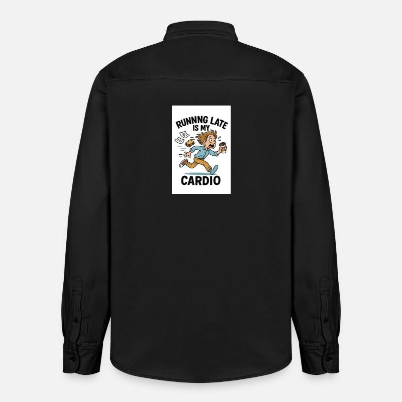 Courir trop tard, c’est mon cardio - Chemise unisexe coupe décontractée bio Stanley/Stella - noir délavé
