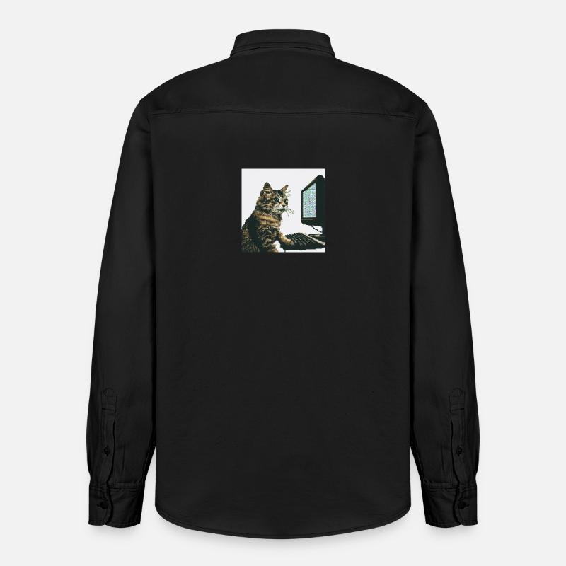 Pixelhackercat - Relaxed Fit Unisex Organic Hemd von Stanley/Stella - washed Black