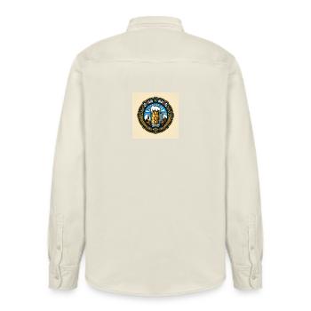 Bier Logo 2 - Relaxed Fit Unisex Organic Hemd von Stanley/Stella - Natur - Hinten - AI Model Male 178 light (178cm)