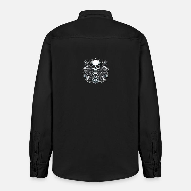 Biker Skull Design 2 - Relaxed Fit Unisex Organic Hemd von Stanley/Stella - washed Black