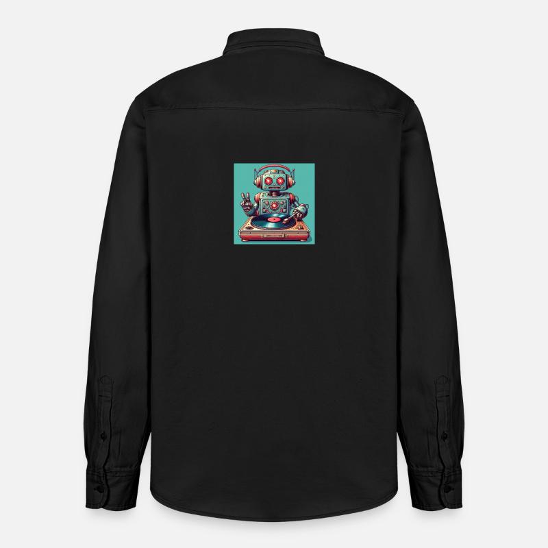 Robotic Vinyl Turntable - Relaxed Fit Unisex Organic Shirt by Stanley/Stella - washed black