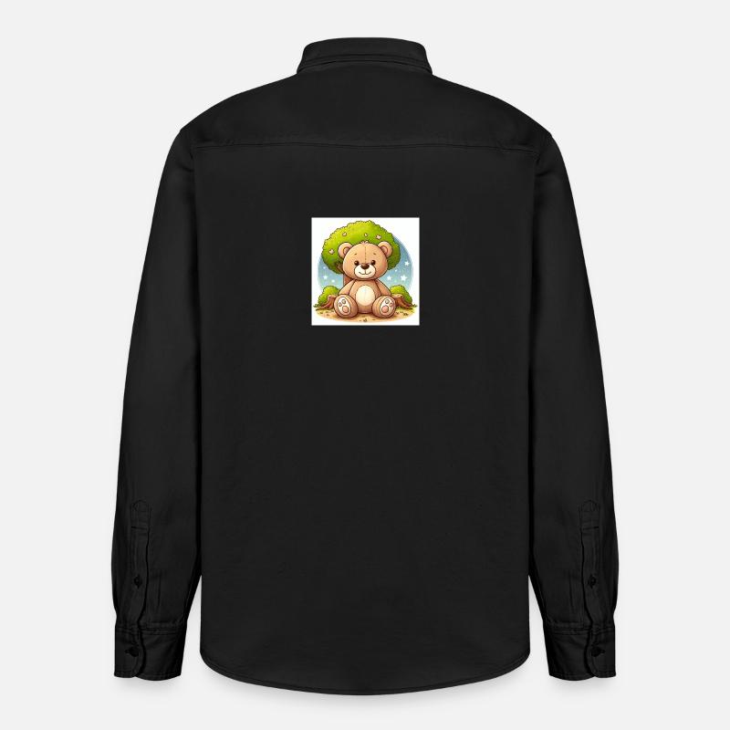 Teddybär vor einem Baum - Relaxed Fit Unisex Organic Hemd von Stanley/Stella - washed Black
