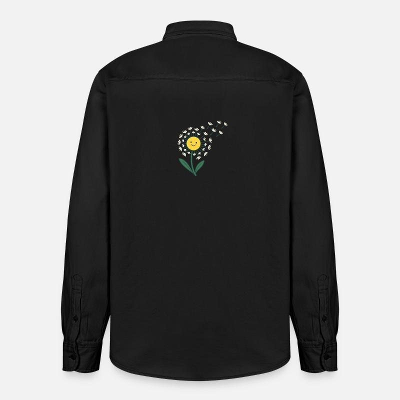 Lächelnde Sonne mit Blütenstrahlen - Relaxed Fit Unisex Organic Hemd von Stanley/Stella - washed Black