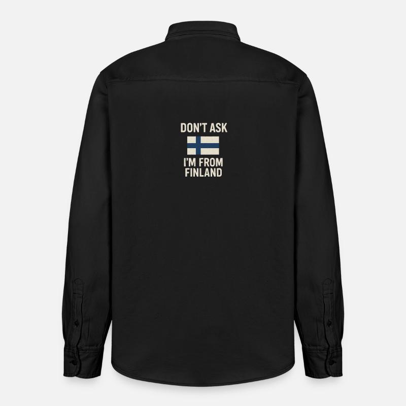 Drapeau finlandais. Ne demandez pas - Chemise unisexe coupe décontractée bio Stanley/Stella - noir délavé