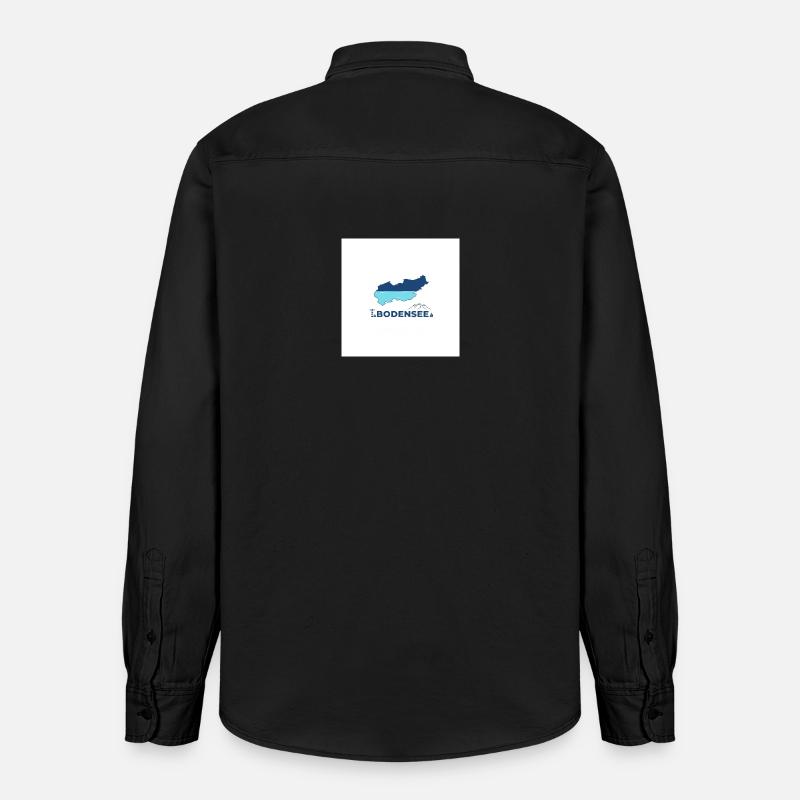 Bodensee Landschaftslogo Seeufer - Relaxed Fit Unisex Organic Hemd von Stanley/Stella - washed Black