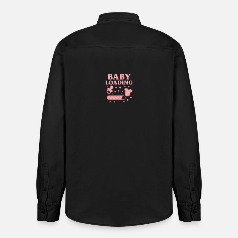 Baby Loading Grafik – Schnuller & Windel Sterne - Relaxed Fit Unisex Organic Hemd von Stanley/Stella - washed Black