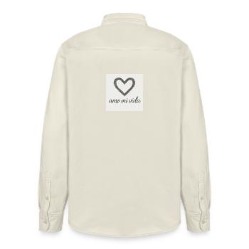 Herz und Lebensfreude - Relaxed Fit Unisex Organic Hemd von Stanley/Stella - Natur - Hinten - AI Model Male 178 light (178cm)