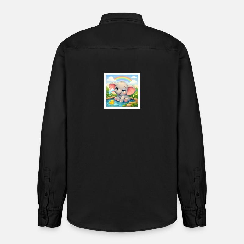 Elli l’Éléphant - Chemise unisexe coupe décontractée bio Stanley/Stella - noir délavé