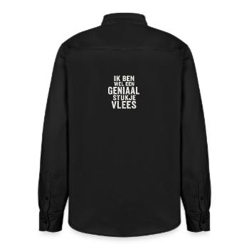 Genialer Fleisch-Tippfehler - Relaxed Fit Unisex Organic Hemd von Stanley/Stella - washed Black - Hinten - AI Model Male 178 light (178cm)
