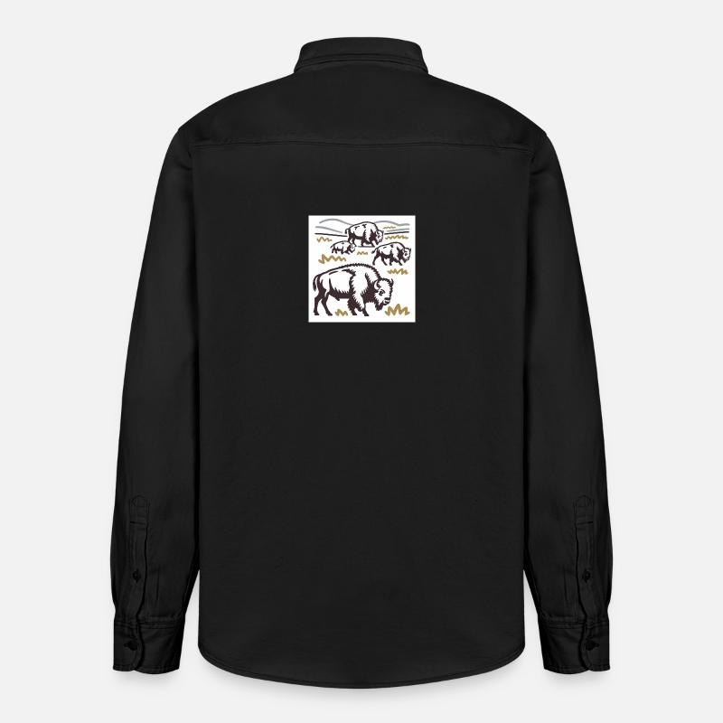 Bisonherde auf der Steppe - Relaxed Fit Unisex Organic Hemd von Stanley/Stella - washed Black