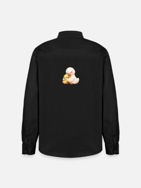 Mutter-Ente kuschelt mit ihrem Baby - Relaxed Fit Unisex Organic Hemd von Stanley/Stella - washed Black