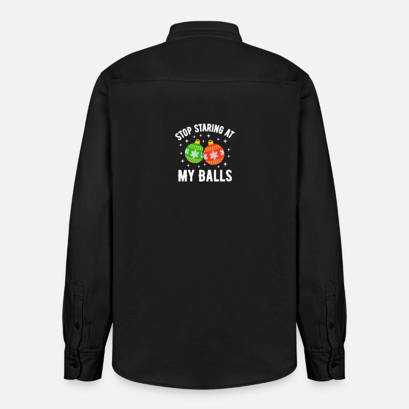 Arrête de fixer mes couilles - Chemise unisexe coupe décontractée bio Stanley/Stella - noir délavé