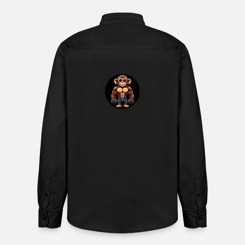 Affe Chimpanse Bodybuilder Training - Relaxed Fit Unisex Organic Hemd von Stanley/Stella - washed Black