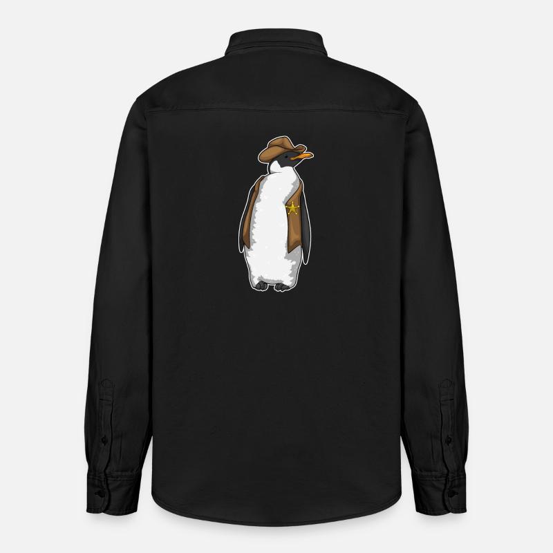 Shérif pingouin - Chemise unisexe coupe décontractée bio Stanley/Stella - noir délavé