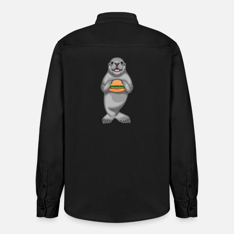 Hamburger au phoque - Chemise unisexe coupe décontractée bio Stanley/Stella - noir délavé