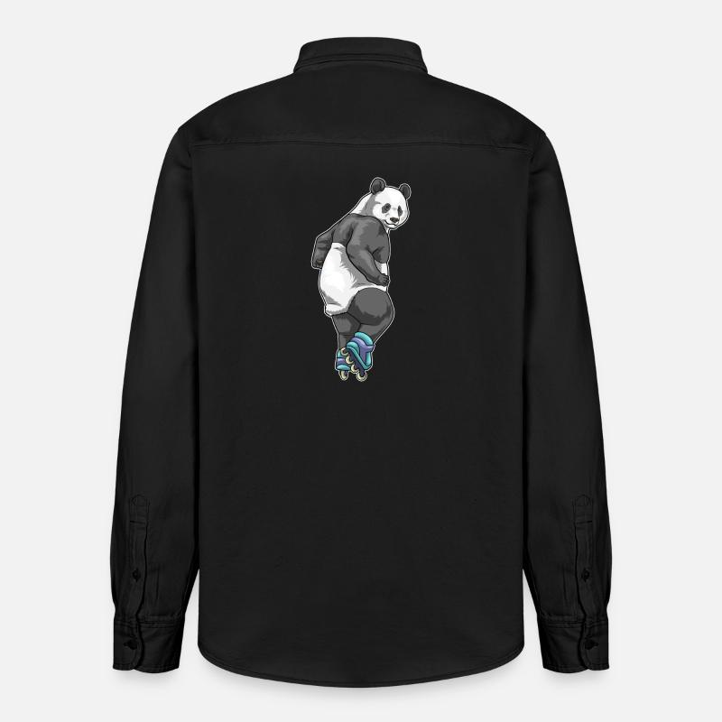 Panda Inline skating Rollschuhe - Relaxed Fit Unisex Organic Hemd von Stanley/Stella - washed Black