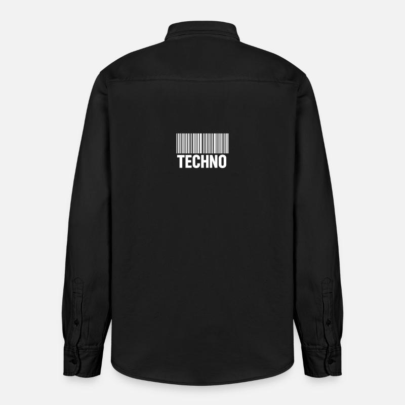 Techno Barcode Muster - Relaxed Fit Unisex Organic Hemd von Stanley/Stella - washed Black
