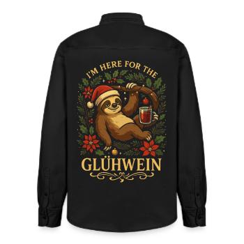 Glühwein Faultier T-Shirt Lustiges Weihnachtsmotiv - Relaxed Fit Unisex Organic Hemd von Stanley/Stella - washed Black - Hinten - AI Model Male 178 light (178cm)