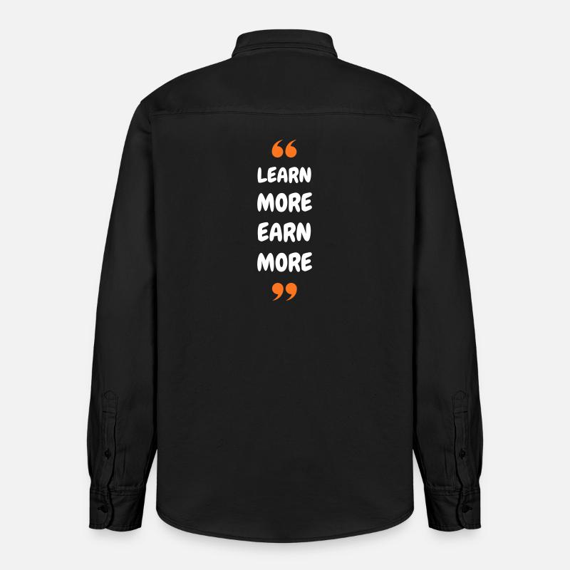Learn More Earn More - Relaxed Fit Unisex Organic Hemd von Stanley/Stella - washed Black