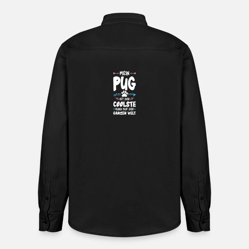 pug mops hund spruch - Relaxed Fit Unisex Organic Hemd von Stanley/Stella - washed Black