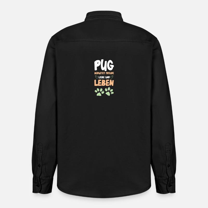 Pug Lebensfreude Design - Relaxed Fit Unisex Organic Hemd von Stanley/Stella - washed Black