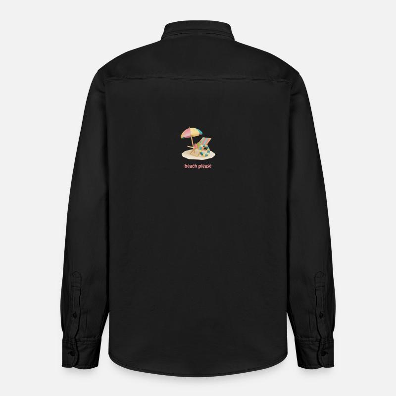 Plage s’il vous plaît - Chemise unisexe coupe décontractée bio Stanley/Stella - noir délavé