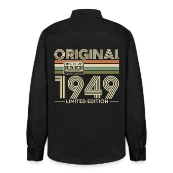Original 1949 Limited Edition Retro - Relaxed Fit Unisex Organic Hemd von Stanley/Stella - washed Black - Hinten - AI Model Male 178 light (178cm)